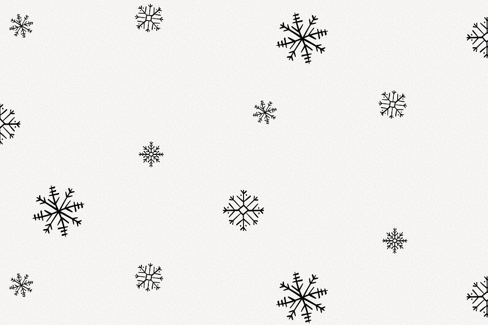 Snowflakes pattern background, Christmas doodle in black vector