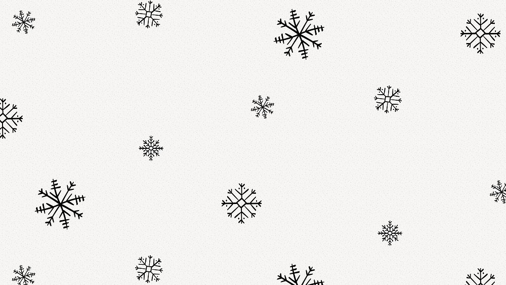 Christmas computer wallpaper, cute doodle pattern in black and white