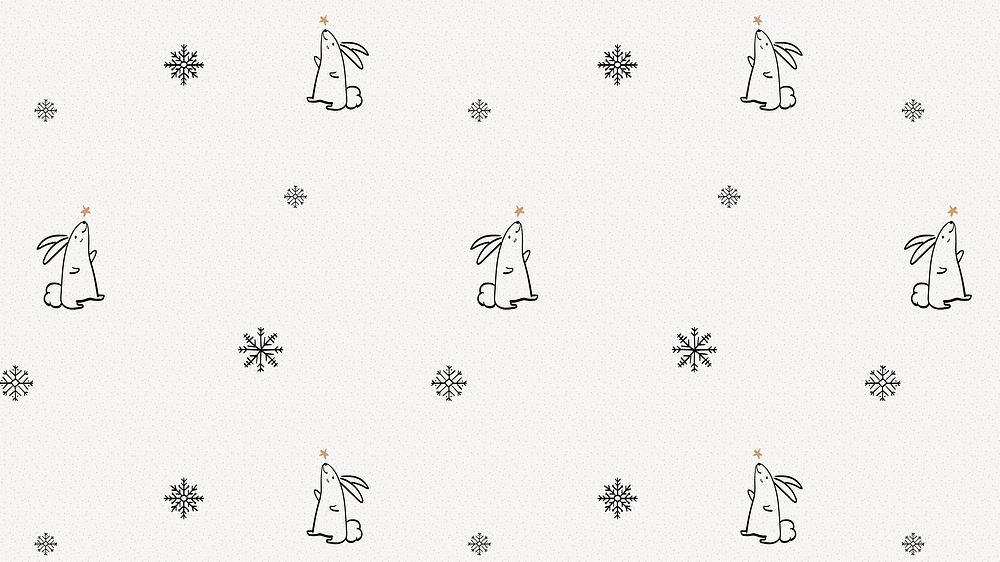 Christmas bunny HD wallpaper, cute animal doodle pattern
