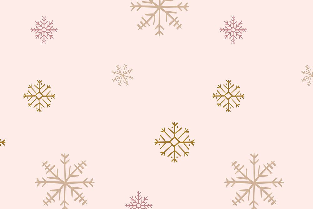 Snowflakes pattern background, Christmas doodle in pink