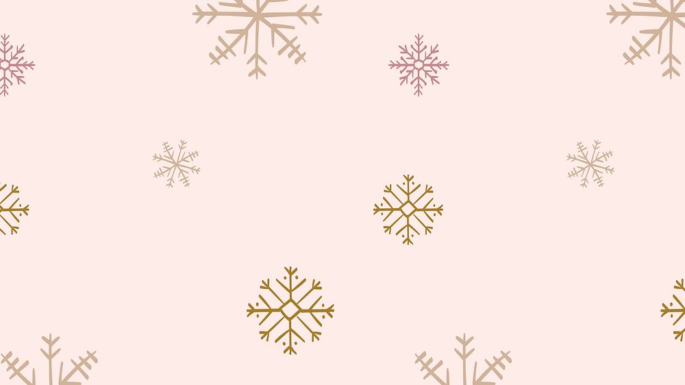Winter snowflake desktop wallpaper, Christmas pattern in cute pink design