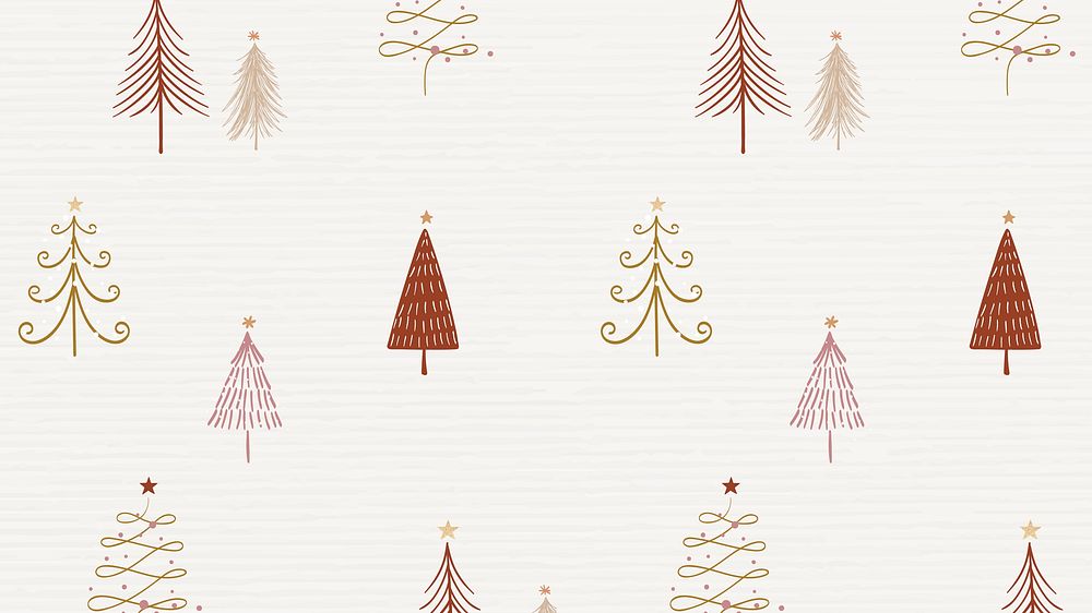 Christmas desktop wallpaper, cute doodle pattern in beige