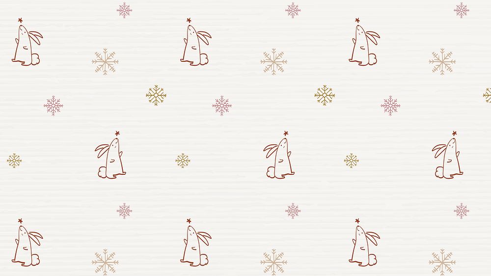 Christmas bunny HD wallpaper, cute animal doodle pattern