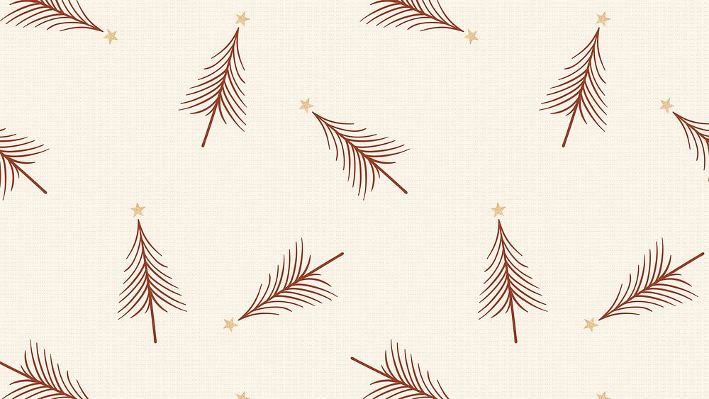 Christmas HD wallpaper, cute doodle pattern in beige vector