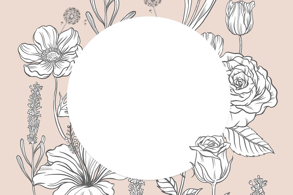 Aesthetic flower frame background, vintage botanical in beige vector