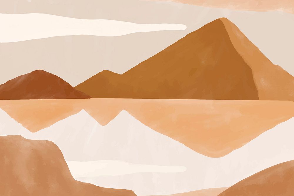 Mountains abstract background earth tone watercolor vector