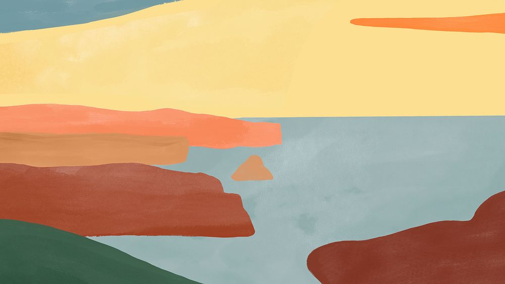 Abstract landscape desktop wallpaper watercolor seaside  psd