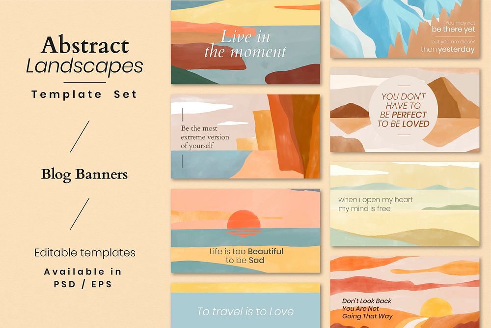 Abstract landscapes desktop wallpaper design set psd