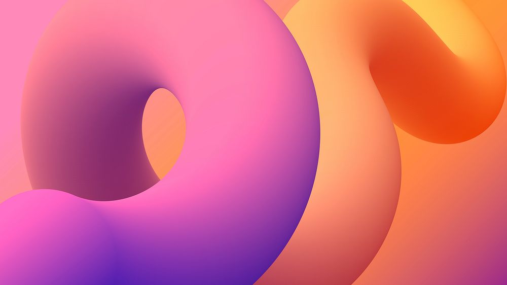 3D shapes computer wallpaper, pink abstract gradient liquid shapes vector