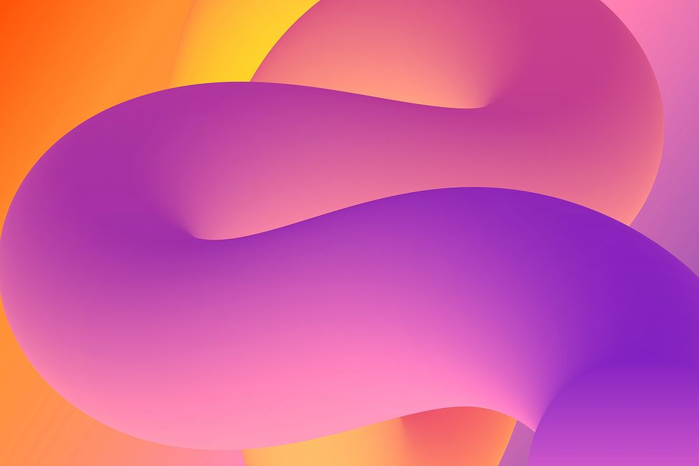 Purple aesthetic background, 3D twisted fluid shapes