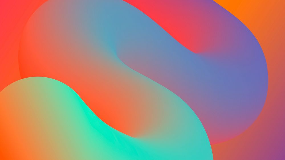 3D abstract HD wallpaper, green gradient liquid shapes