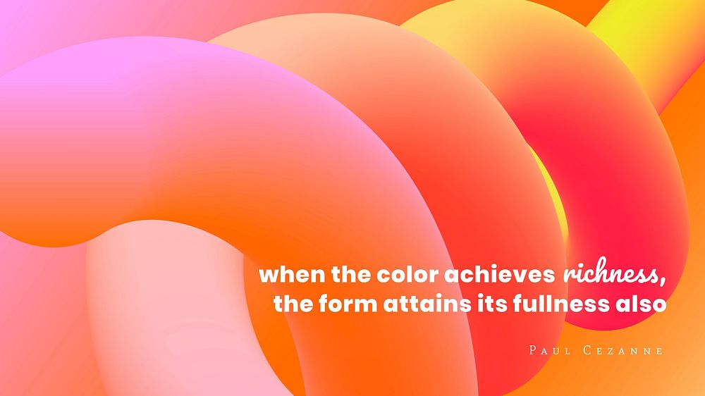 Orange gradient computer wallpaper template, abstract fluid 3D with inspirational quote vector