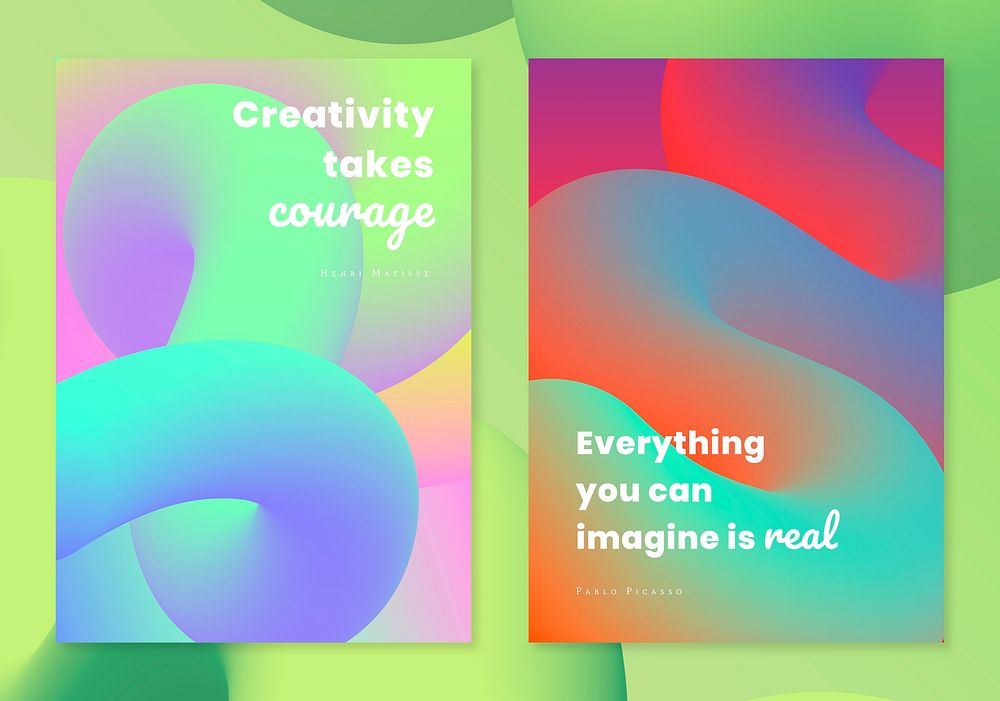 Color aesthetic banner template, gradient fluid design with inspirational quote vector set