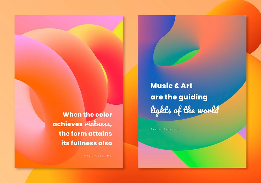 Color aesthetic banner template, gradient fluid design with inspirational quote vector set
