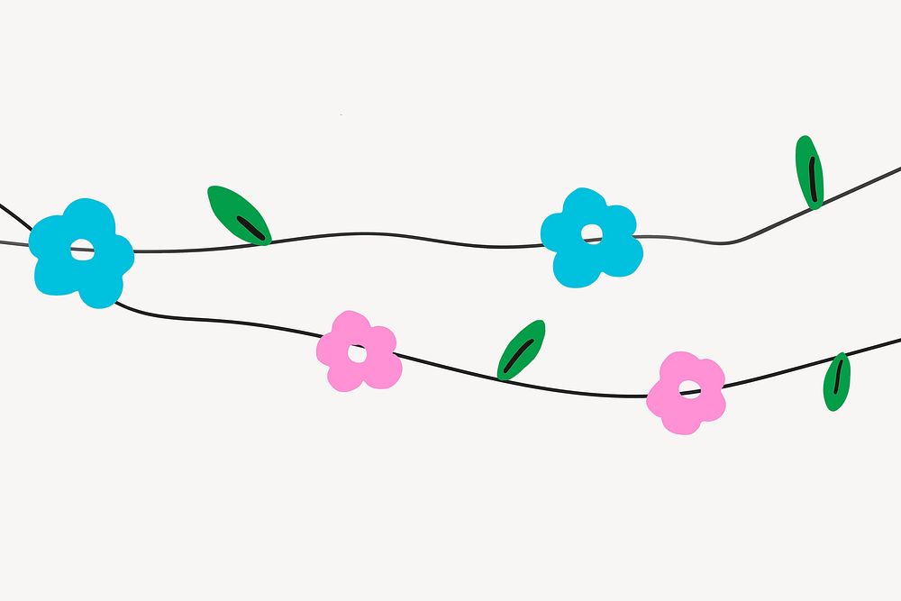 Cute spring background, flower strings decor illustration