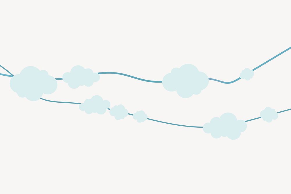 Clouds bunting background, cute weather illustration vector