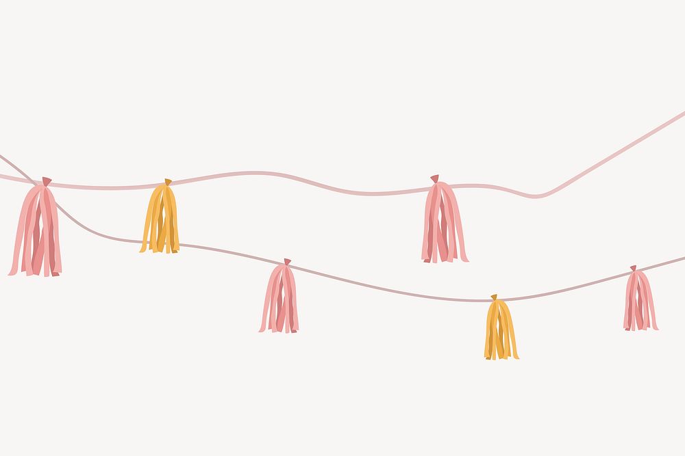 Pink tassel bunting background, festive decor illustration vector
