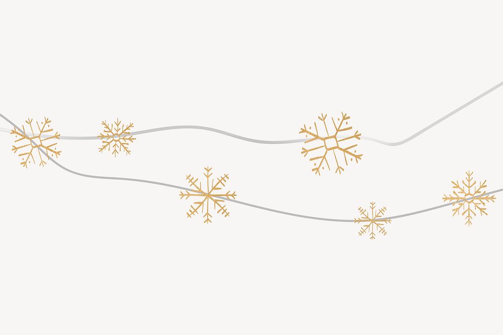 Gold snowflakes background, Christmas winter bunting psd