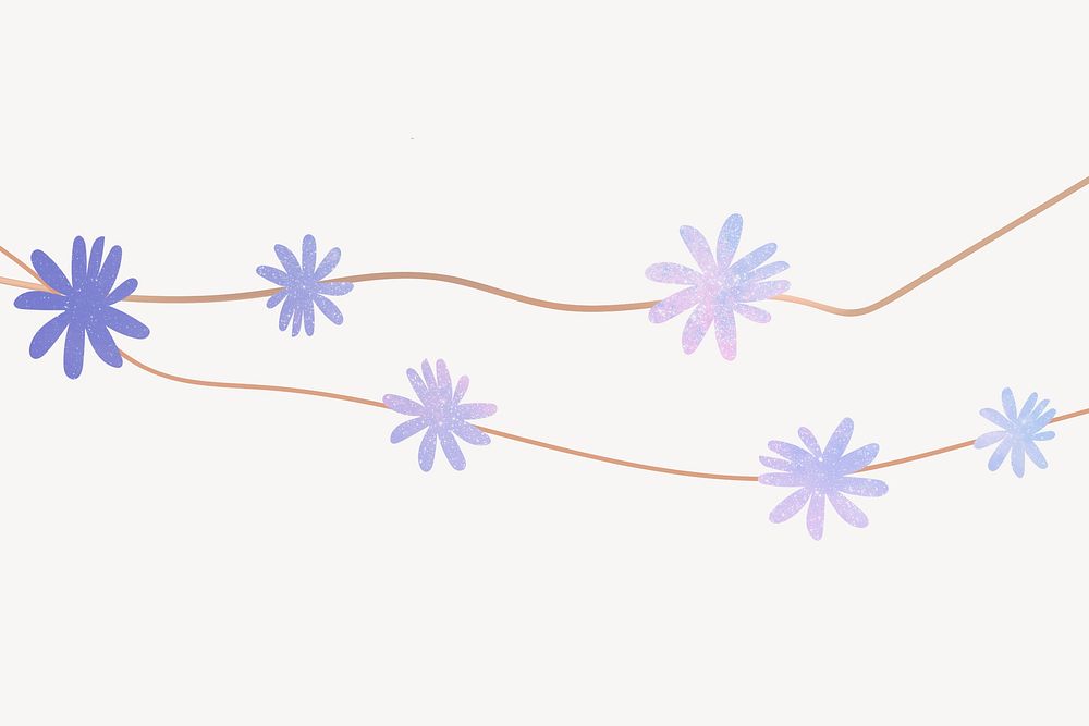 Aesthetic flower bunting background, purple daisy illustration