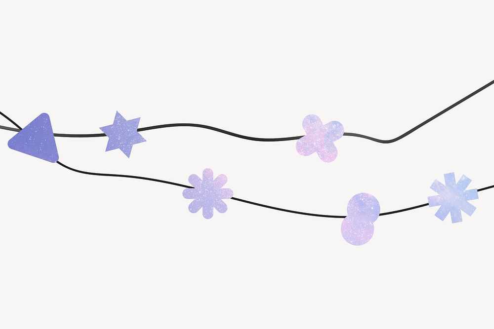 Memphis bunting background, purple string, cute decor illustration psd