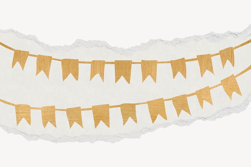 Gold festive banner background, ripped paper design psd