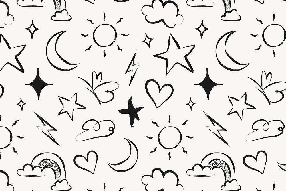 Weather pattern doodle background, cute illustration vector