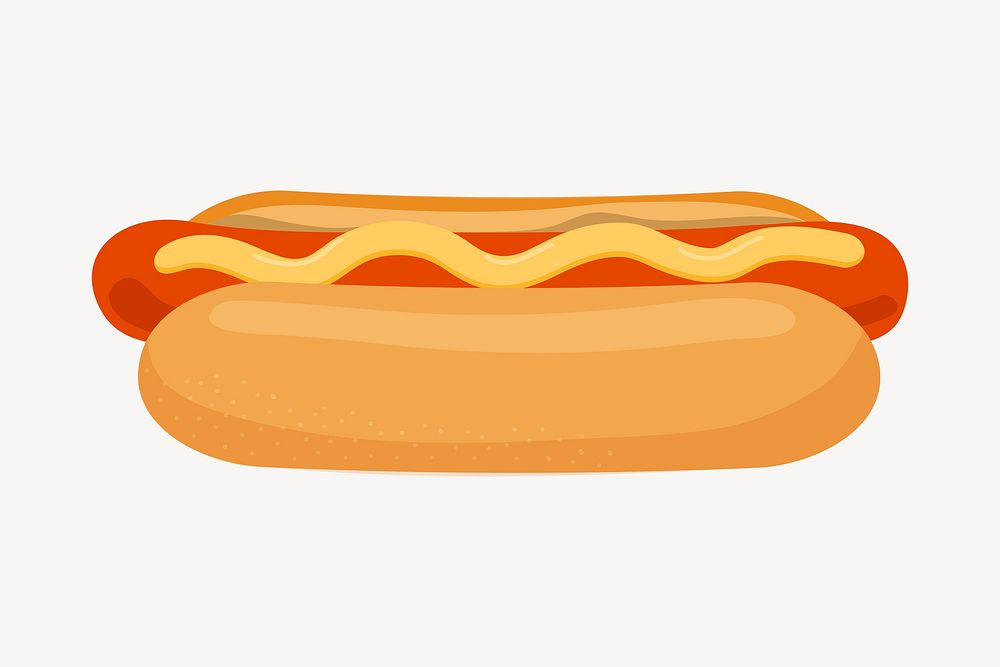 Hotdog collage element, cute cartoon illustration vector