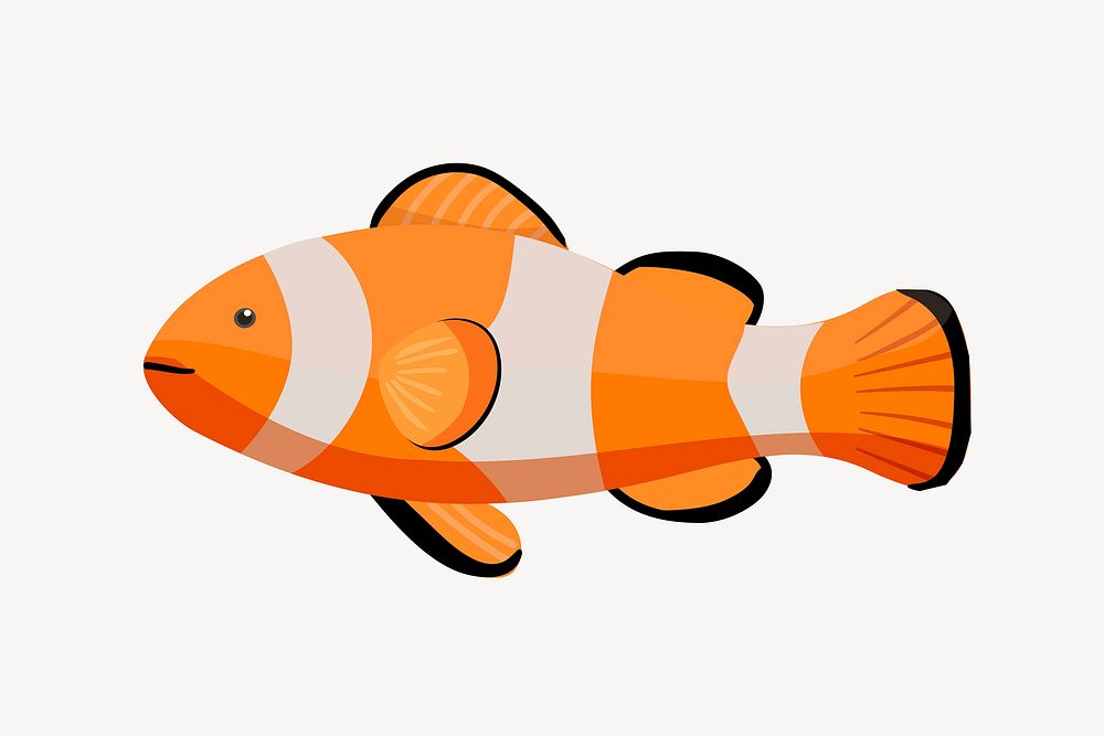 Clownfish collage element, cute cartoon illustration vector