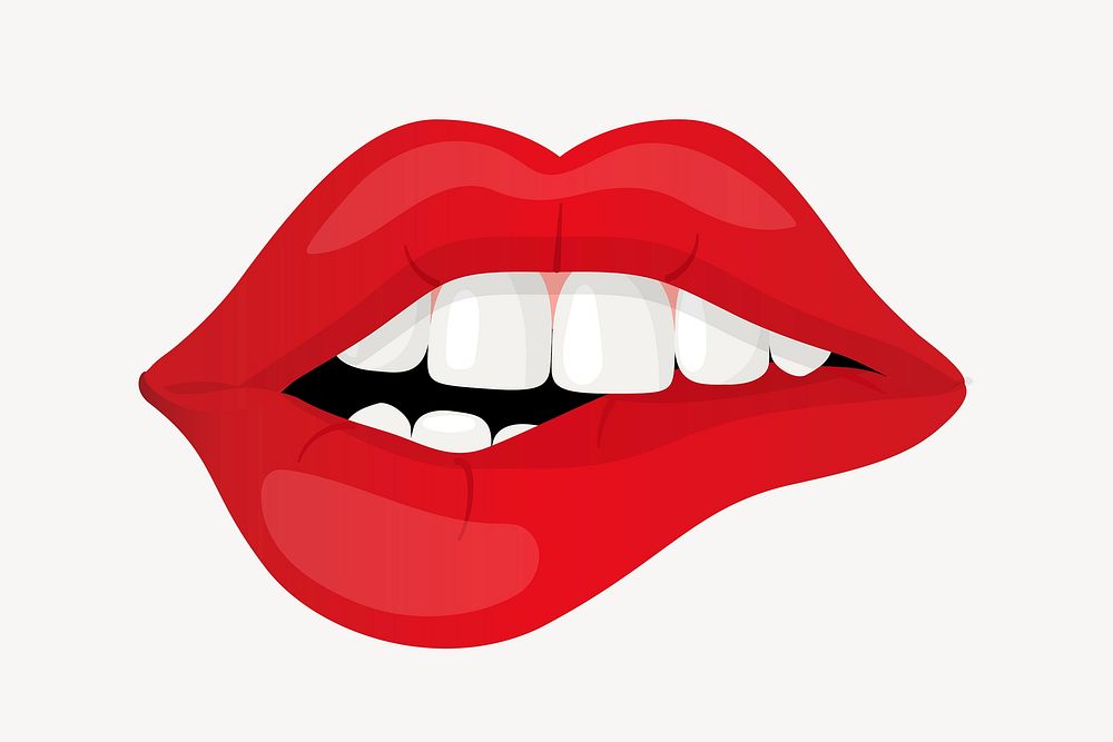 Sexy lips collage element, cute cartoon illustration vector