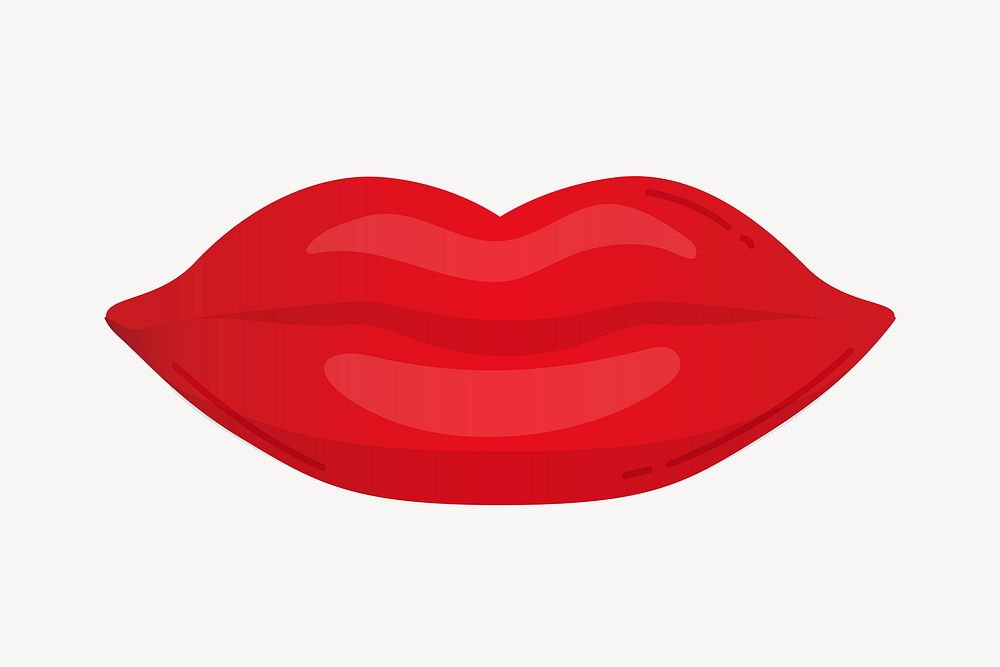 Red lips collage element, cute cartoon illustration vector