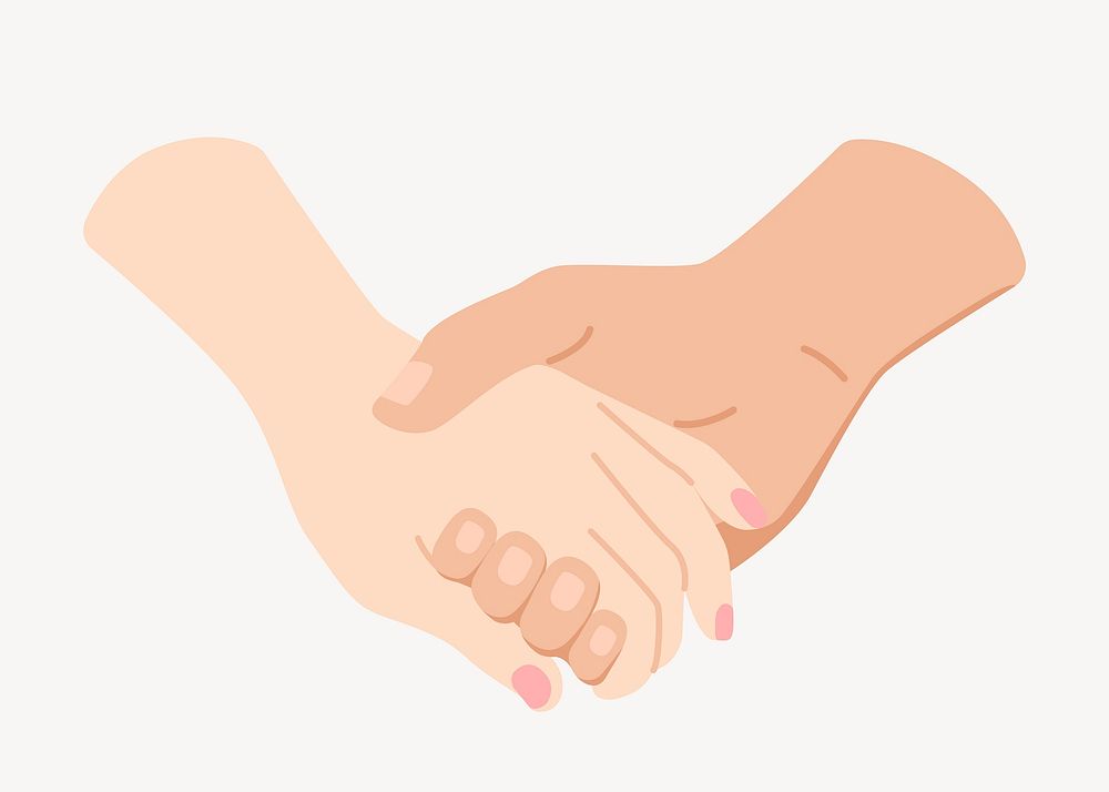 Holding hands collage element, cute cartoon illustration vector