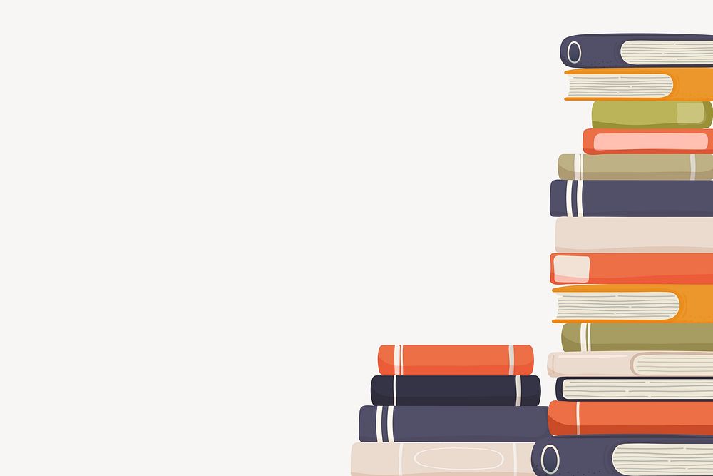 Book stack border collage element, cute cartoon illustration vector