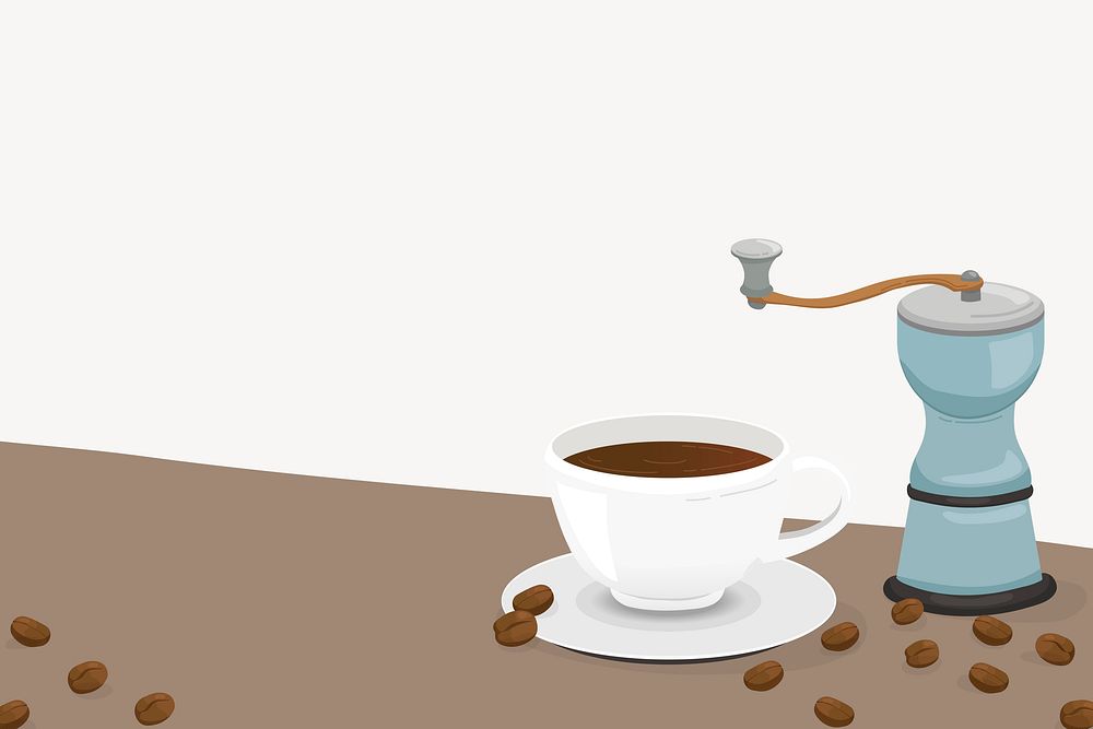 Coffee table border collage element, cute cartoon illustration psd