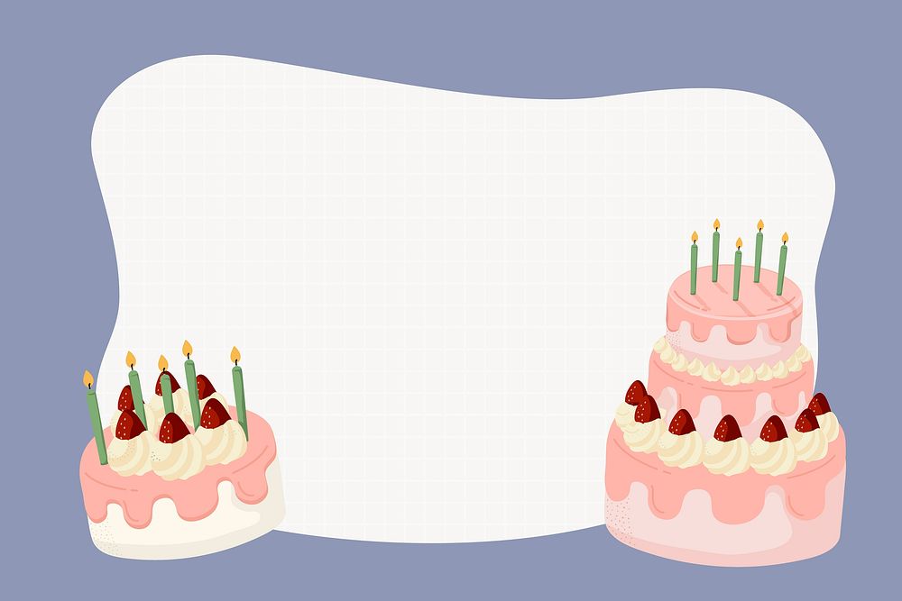 Purple birthday frame collage element, cute cartoon illustration vector