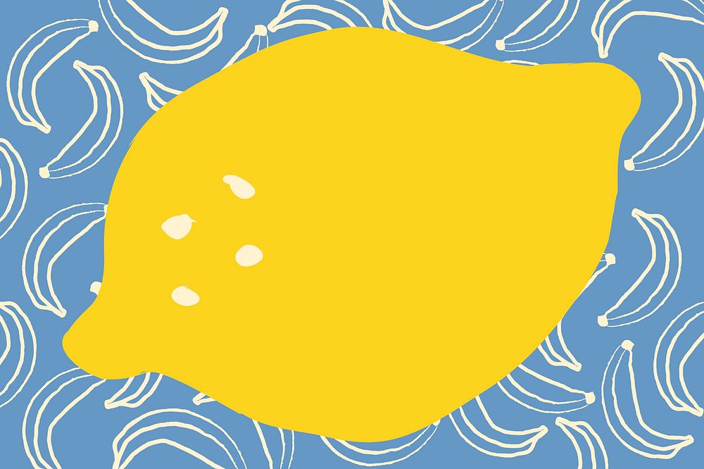 Lemon doodle frame background, cute fruit illustration