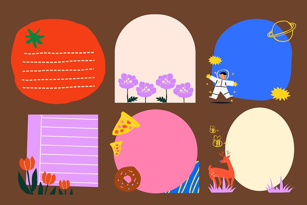 Funky doodle frame backgrounds set vector