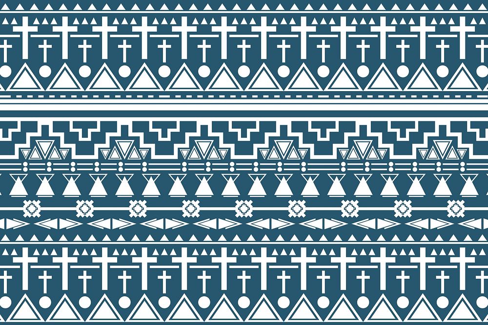 Tribal seamless pattern, blue background vector