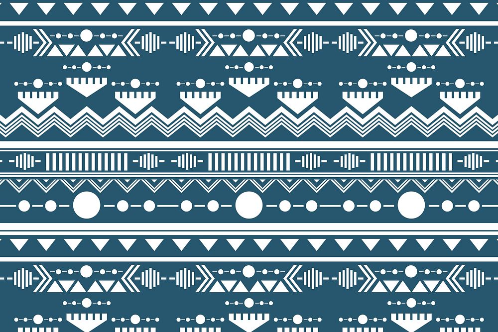 Tribal seamless pattern background vector, white and blue design