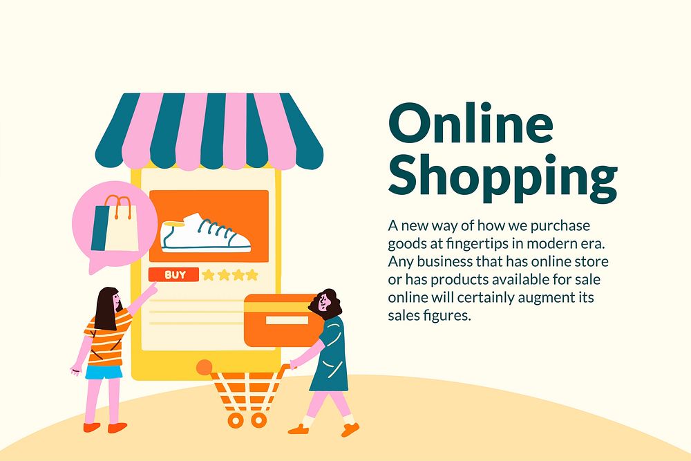Editable marketing banner template vector for online shopping in flat design