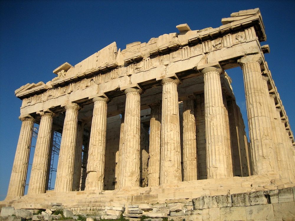 Parthenon from west. Original public domain image from Wikimedia Commons