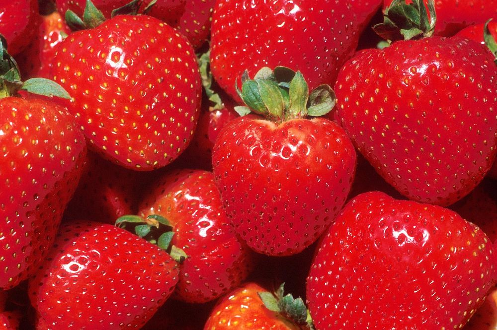 Strawberries close up. Original public domain image from Wikimedia Commons