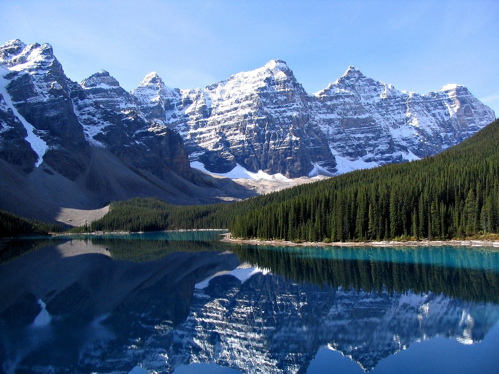 Valley of the Ten Peaks and Moraine Lake, Banff National Park, Canada. Original public domain image from Wikimedia Commons