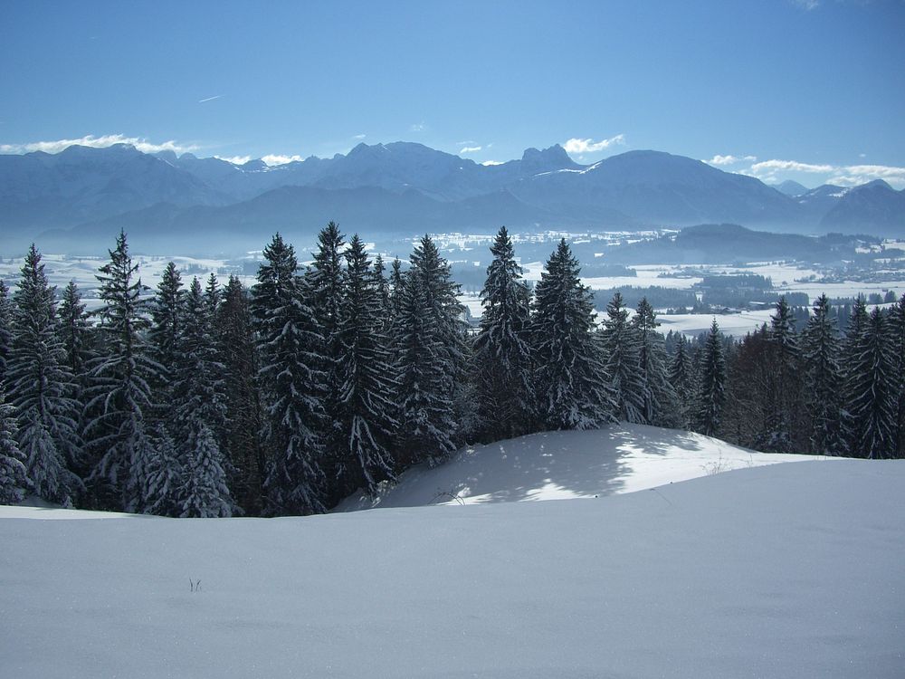 Snowy mountain. Original public domain image from Wikimedia Commons