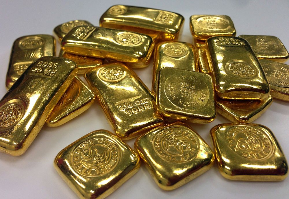 Gold bars. Original public domain image from Wikimedia Commons