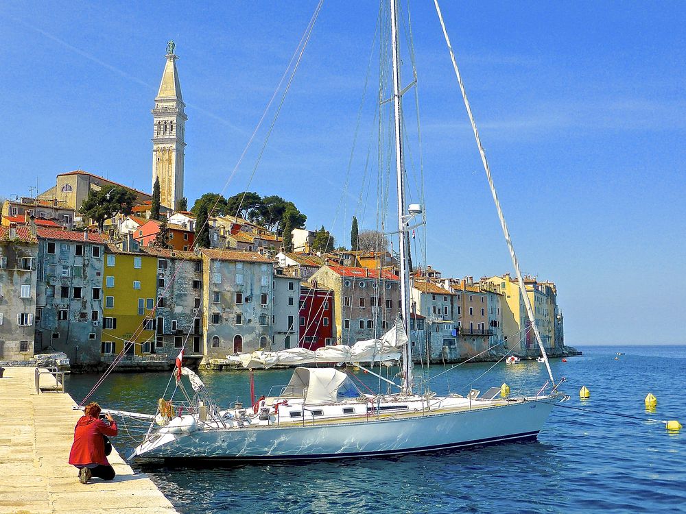 Yacht in Rovinj. Original public domain image from Wikimedia Commons