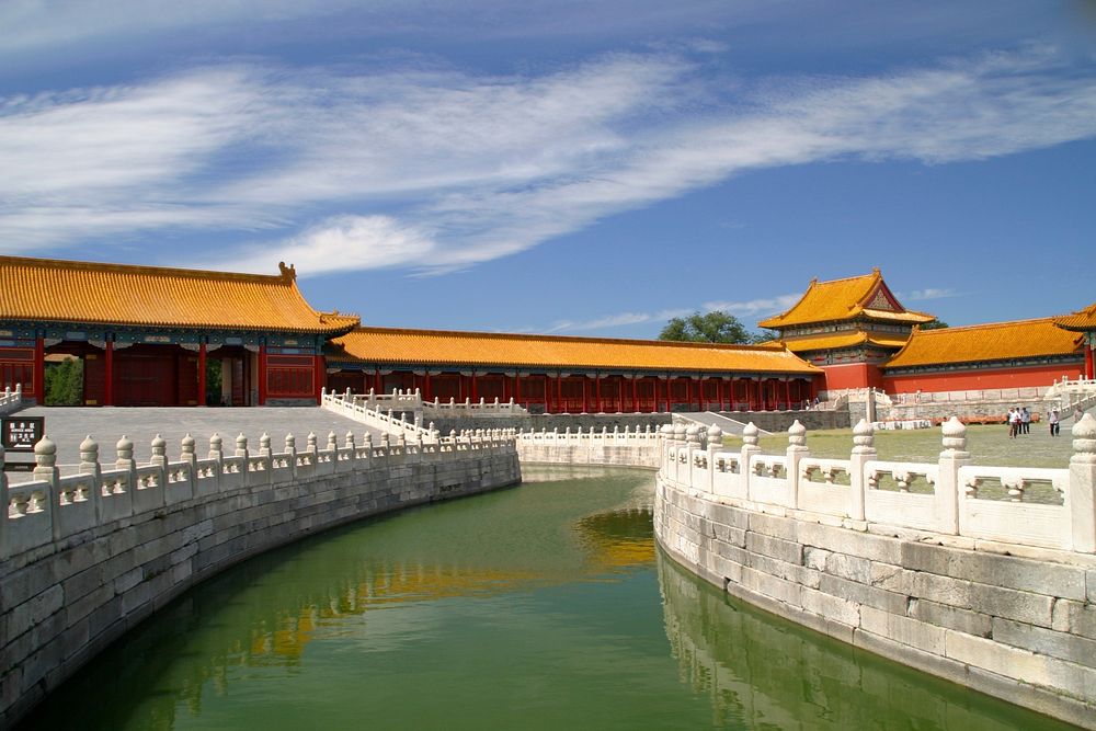 A river in the Forbidden City, Beijing, China. Original public domain image from Wikimedia Commons