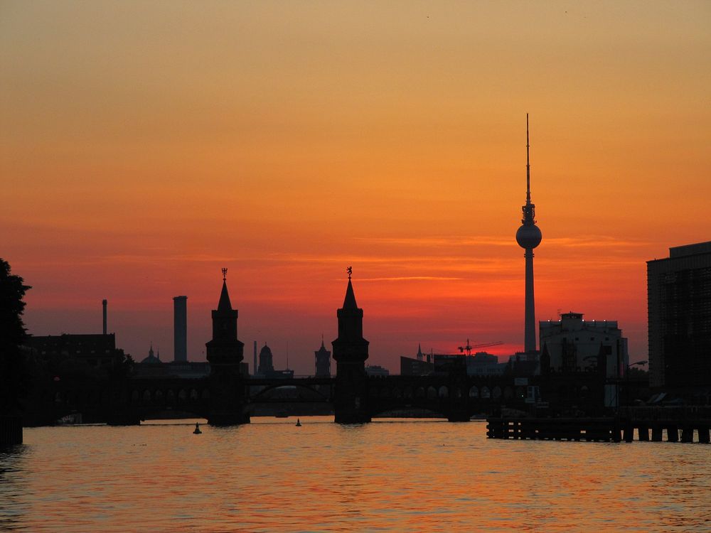 Berlin Skyline Sunset. Original public domain image from Wikimedia Commons