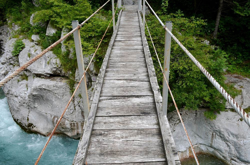 Bridge over Soča river. Original public domain image from Wikimedia Commons