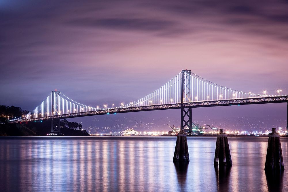 Oakland Bay Bridge, San Francisco. Original public domain image from Wikimedia Commons
