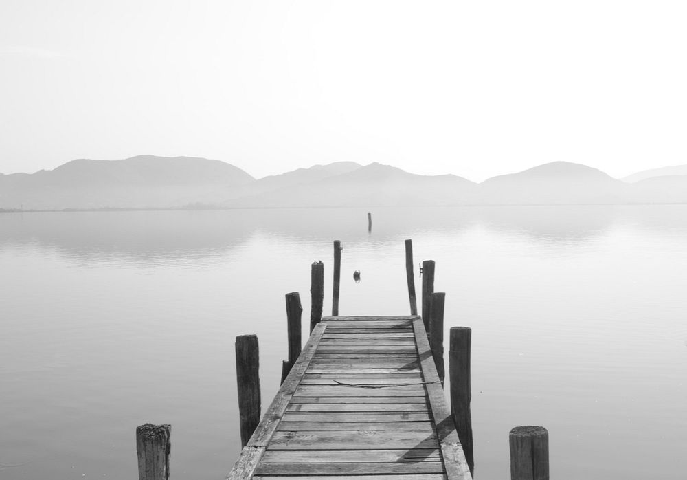 Dock in grayscale. Original public domain image from Wikimedia Commons